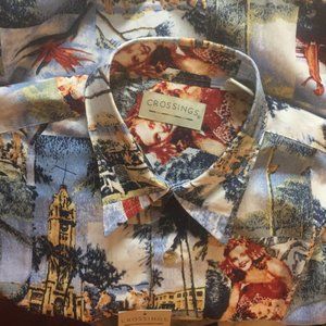 NWT Macy's Crossings Tropical Pin Up Girl shirt